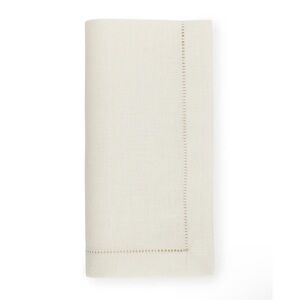 Sferra Festival Dinner Napkins 100% Linen Oyster Cream Hemstitch Set of 4 NEW